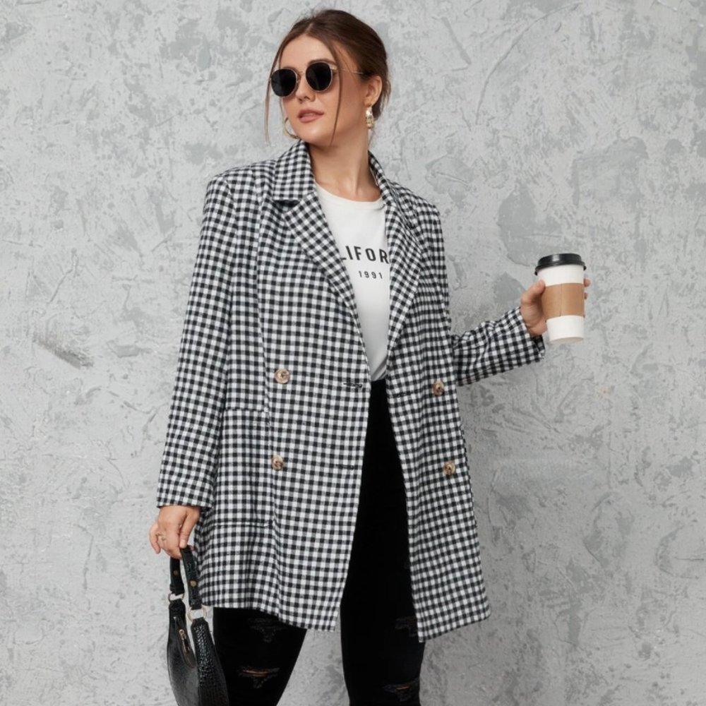 Gingham Double Breasted Blazer
